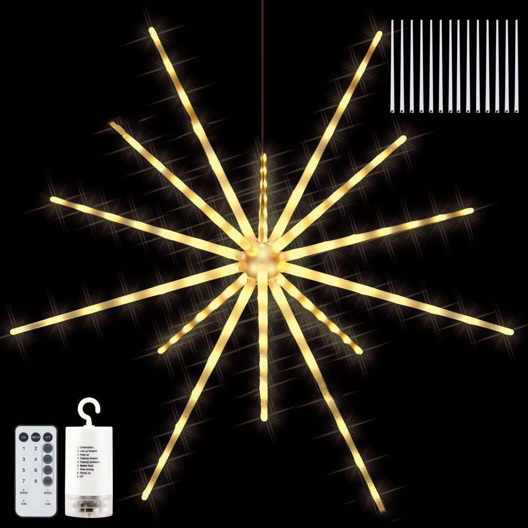 112 LED String Lights Firework Light Firework DIY Stream Lights Strip Meteor Decorative Twinkle Lamp Explosion Remote Control