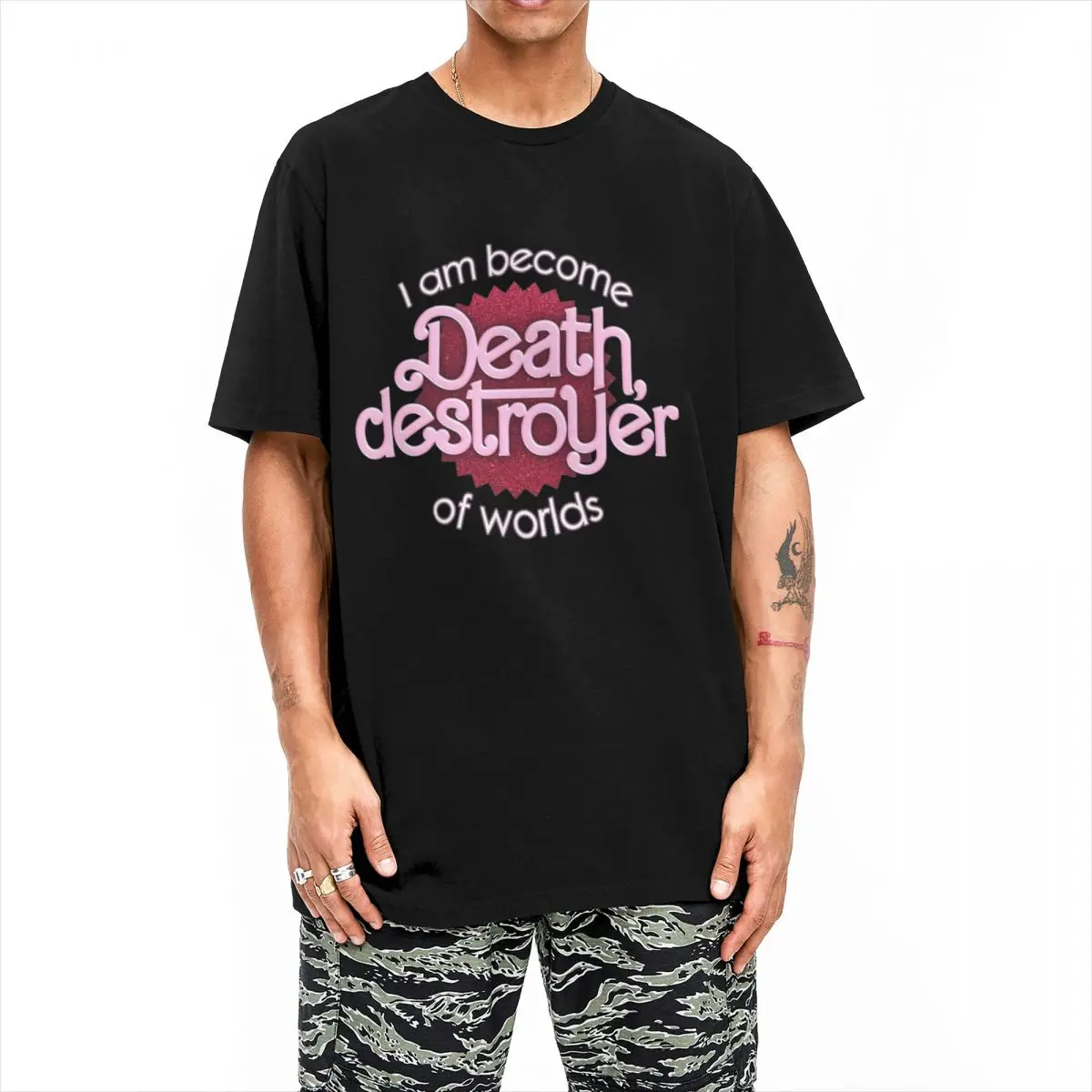 Barbenheimer I Am Become Death Destroyer Of Worlds T Shirts Men Women Cotton Hipster T-Shirt barbie  Tee Shirt Gift Idea Clothes