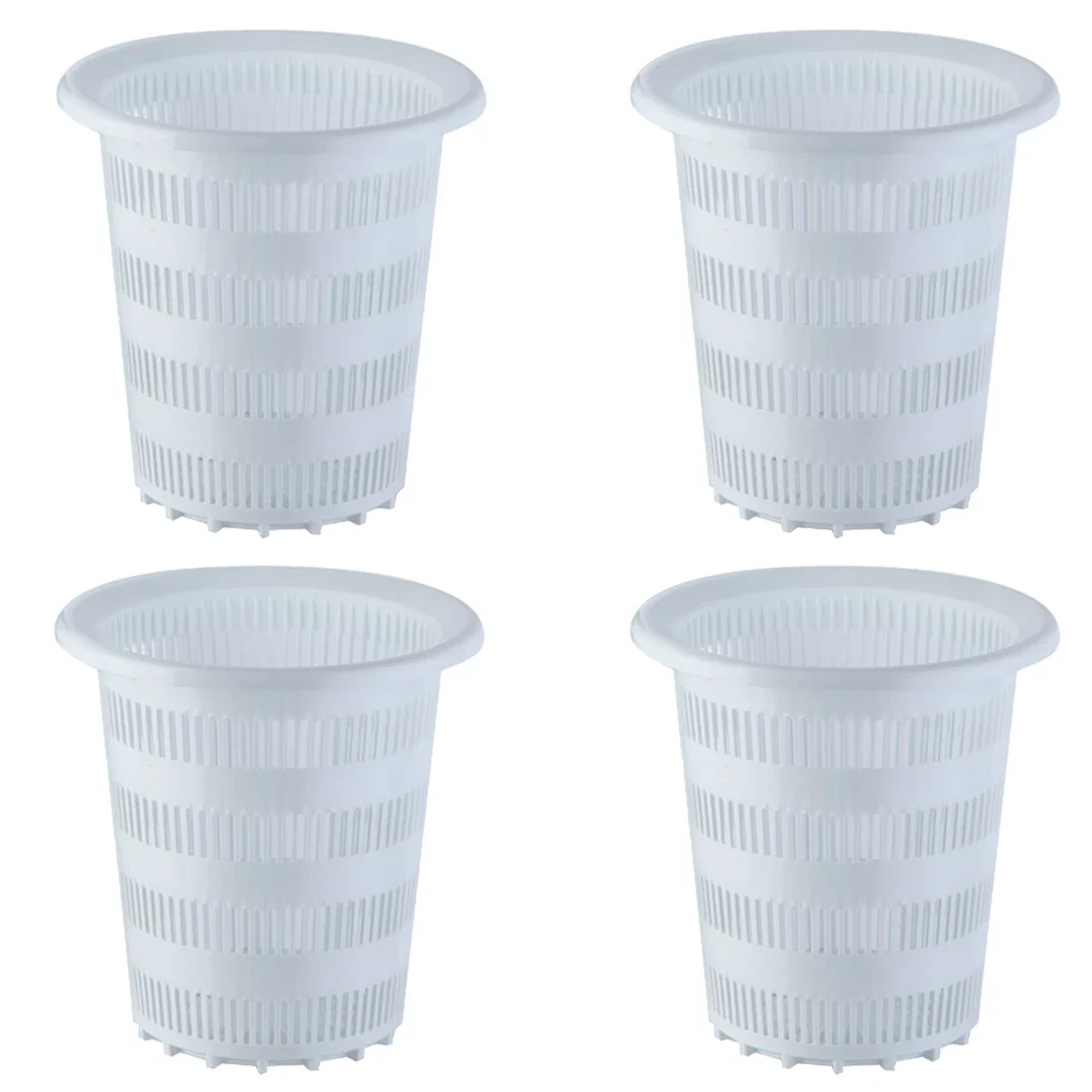 4Pcs 16 X 15 X 15cm Height  Mesh Pot Net Cup Planting Basket Hydroponic Plant Grow Garden Garden Tools - White Black