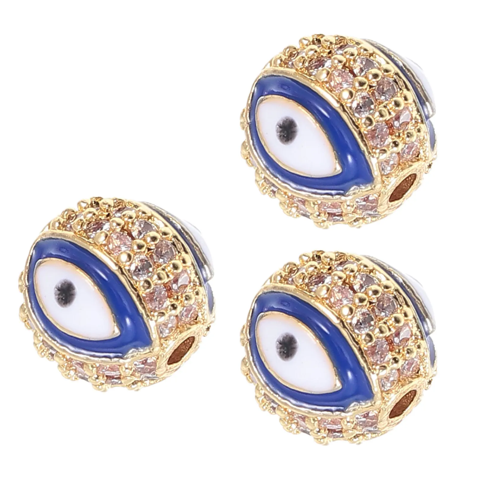 

3Pcs Round Inlaid Bracelet Alloy Eye Charms Evil Eye Connector Link DIY Jewelry Accessories for Friends Family