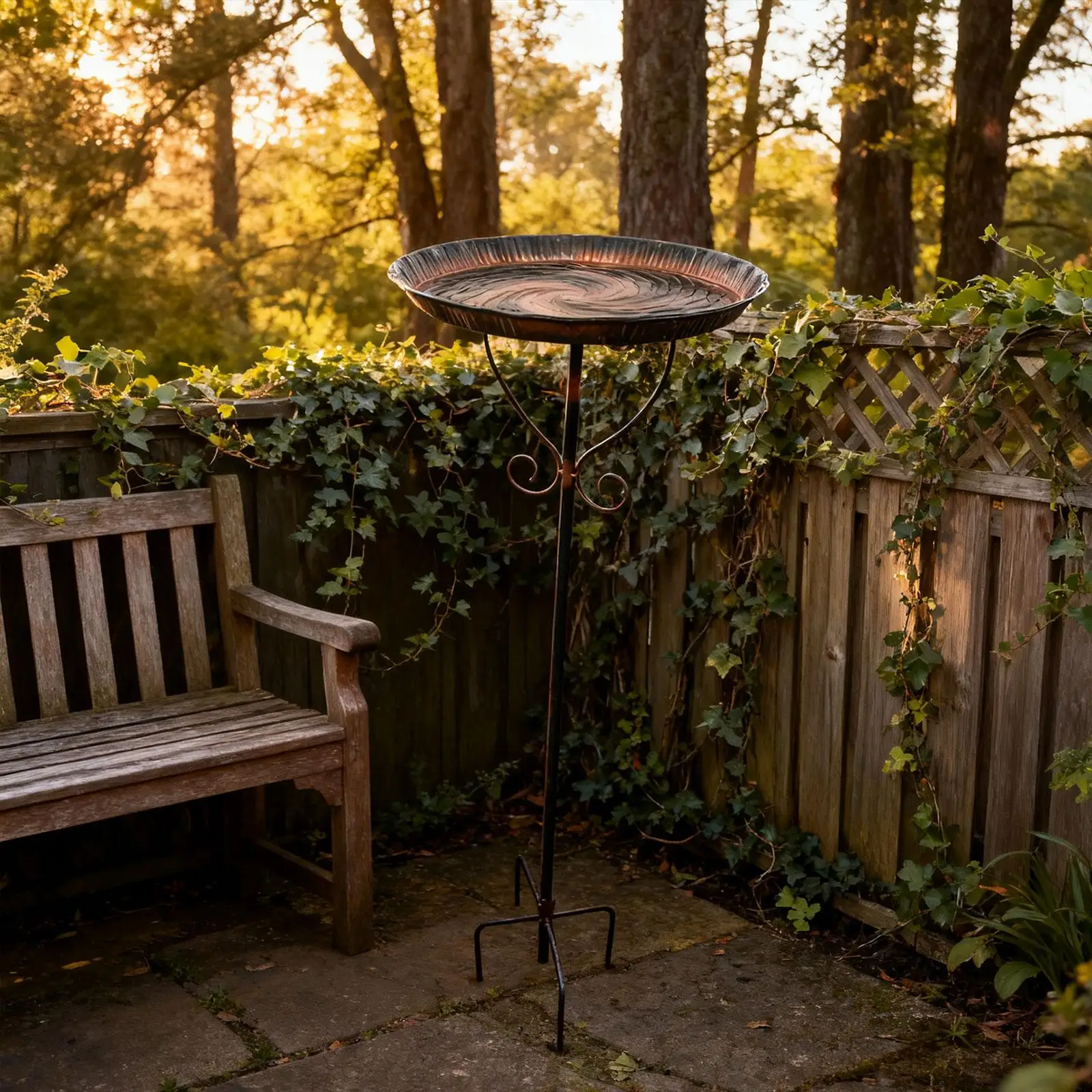 

Decorative Outdoor Bird Bath Feeder Bowl Stable Five Prong Stake for Garden Birds Large Capacity