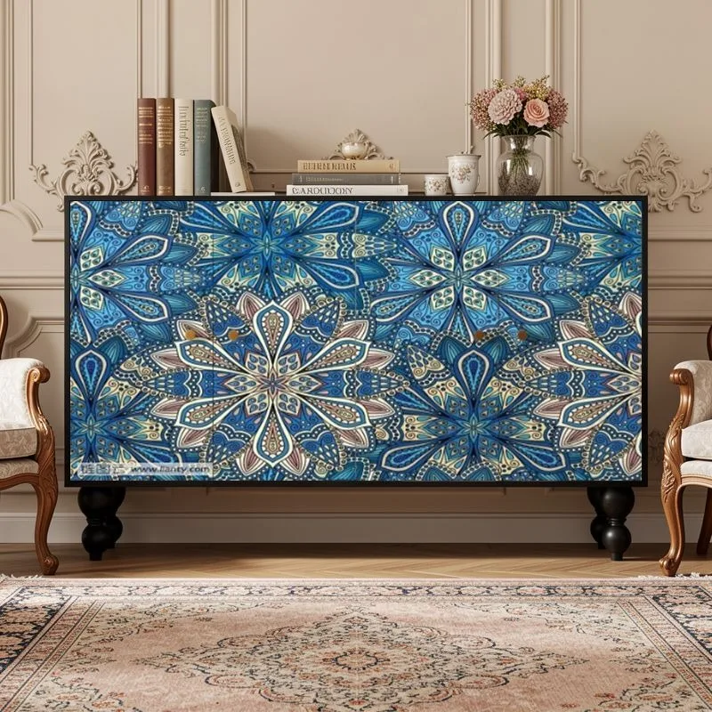 French retro dining side cabinet, hotel homestay solid wood locker, storage locker, bedroom living room entrance cabinet