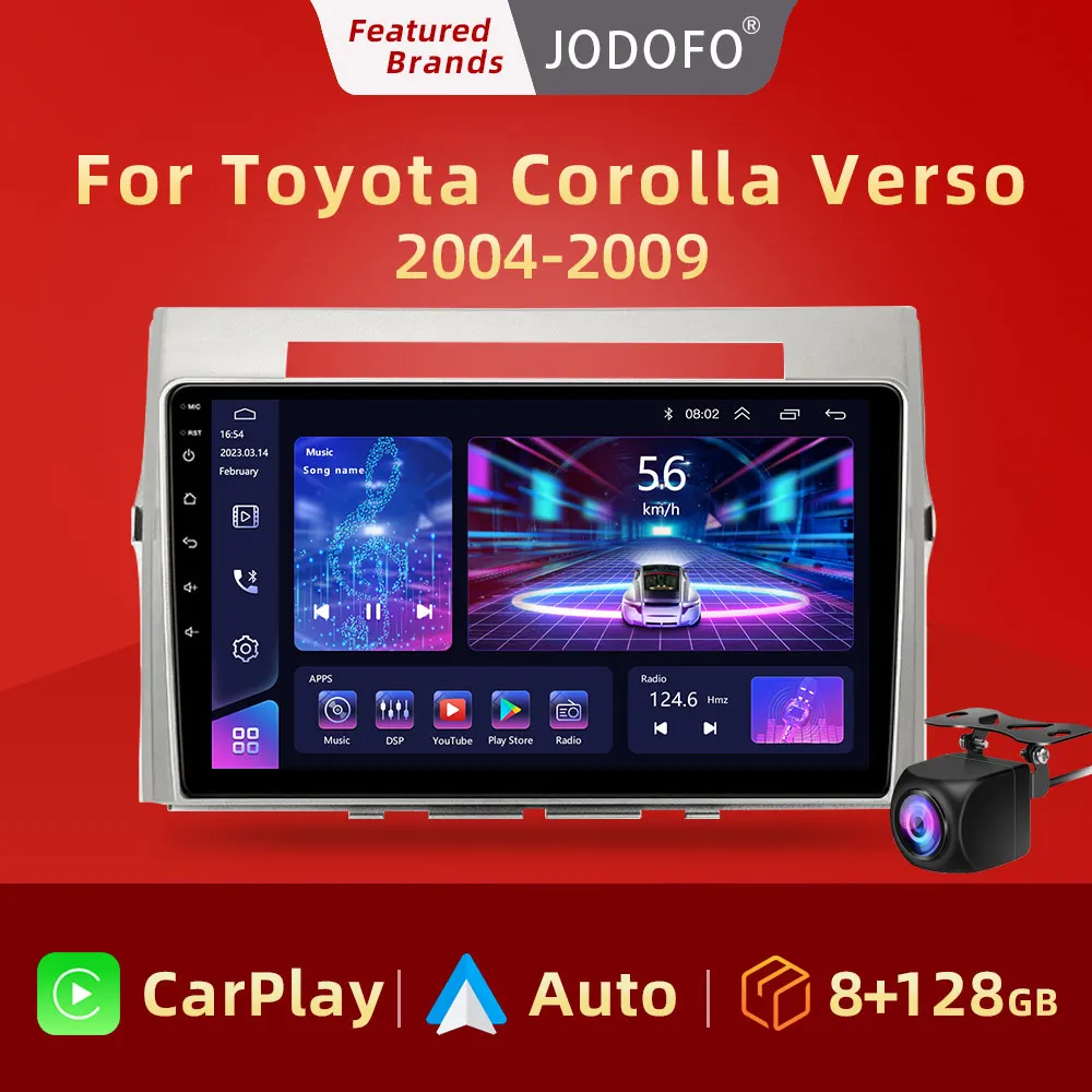 Jodofo For Toyota Corolla Verso 2004 - 2009 Car Radio Multimedia Video Android Auto Carplay DSP 48EQ Player 2 Din GPS Navigation