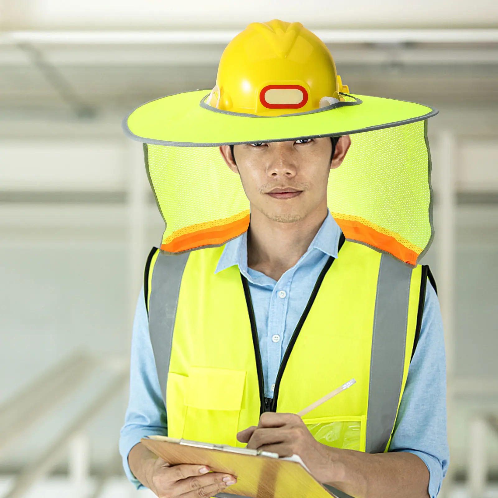 Construction Hard Hat Brim Shade Sun Visor Safety Neck Shade Reflective Strip Outdoor Protective Cover Hard Hat Brim