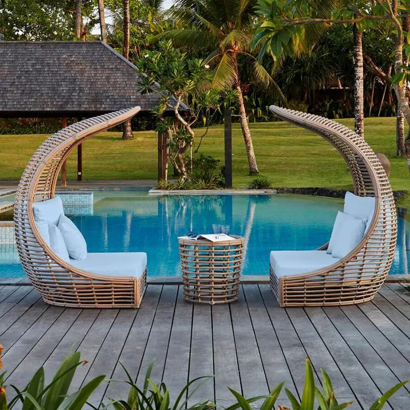 Outdoor rattan sofa courtyard terrace outdoor bed and breakfast rattan chair garden balcony outdoor sofa bed leisure rattan sofa