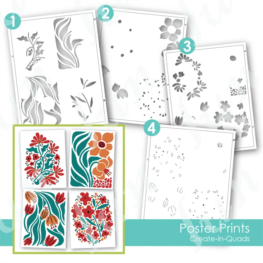 

Create in Quad- Poster Prints Layering Drawing Stencils for Scrapbooking Embossing Stencil for DIY Paper Card Album Decoration