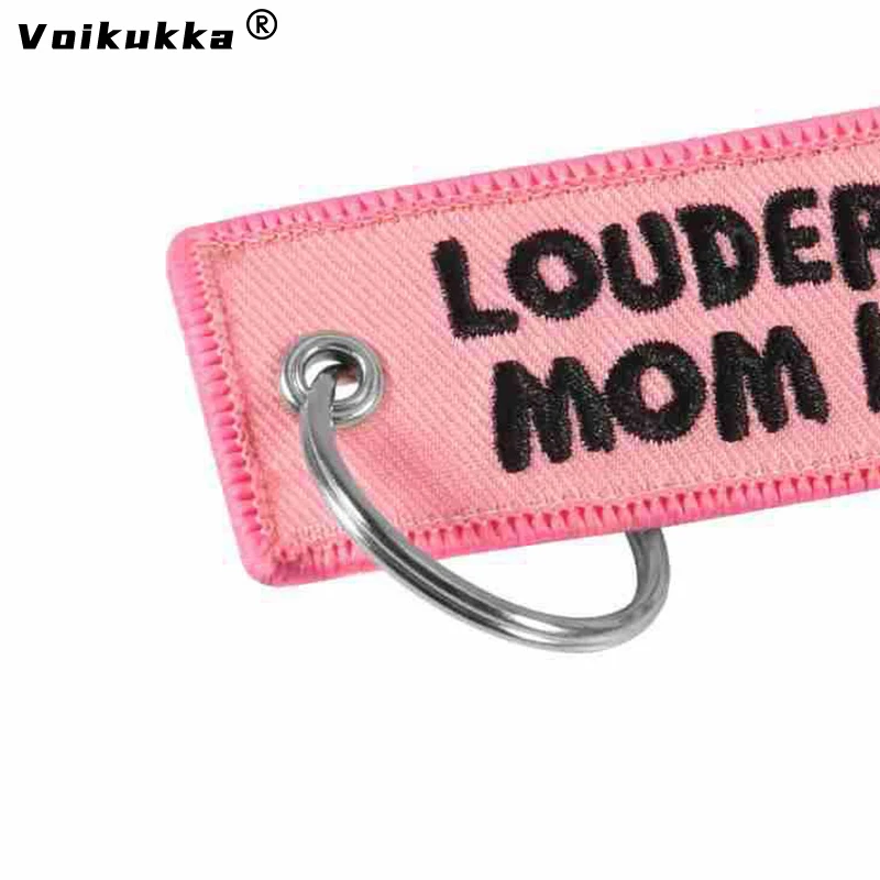 Voikukka Jewelry Car Motorcycle Keychain Letter Embroidery Pink Pendant LOUDER THAN YOUR MAN LAST NIGHT Key Ring Gifts Wholesale