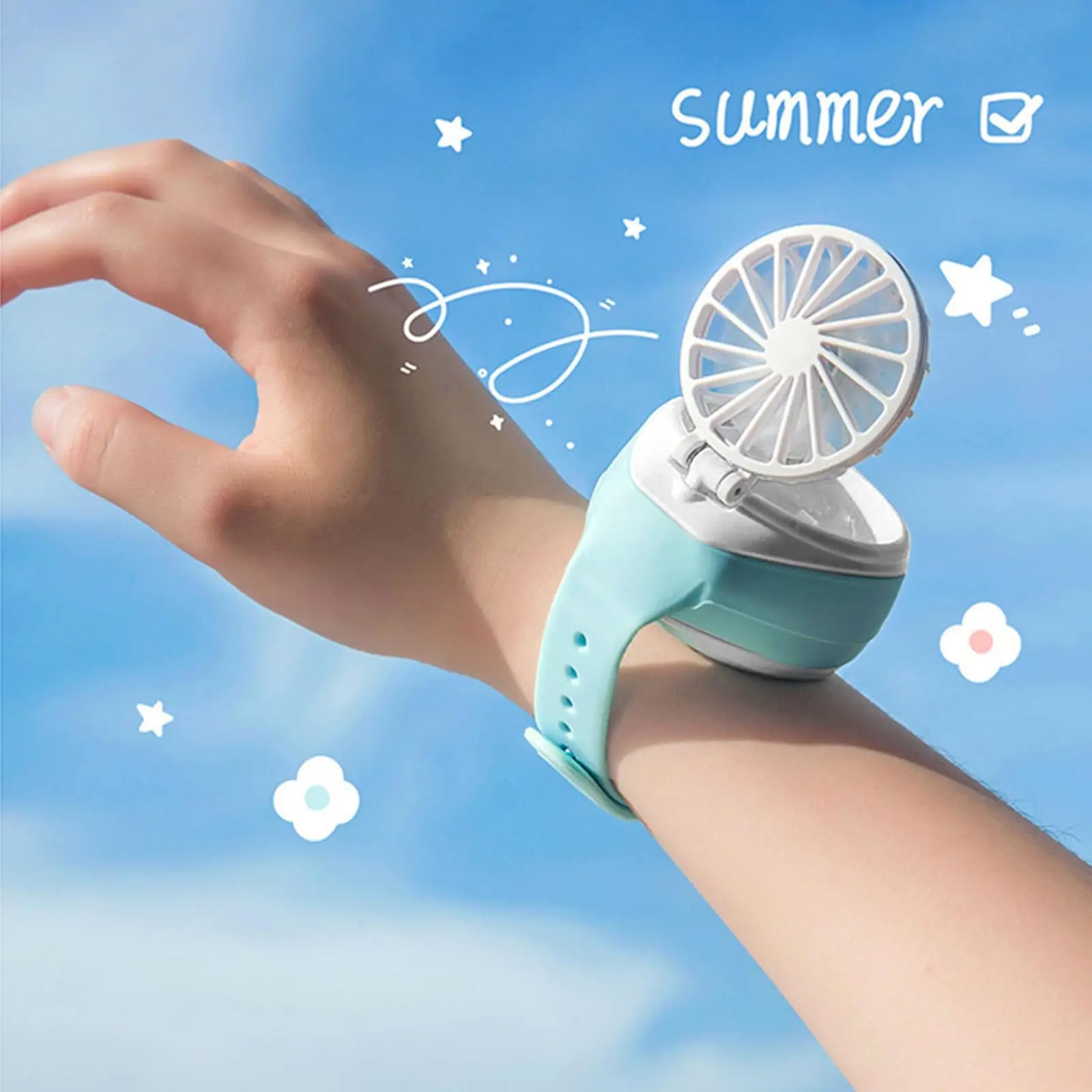 Portable Mini Wrist Fan Handheld Ultra-silent Fan Blowing Cold Air Ceiling Fan Outdoor Fan Paper Fan Watch Fan