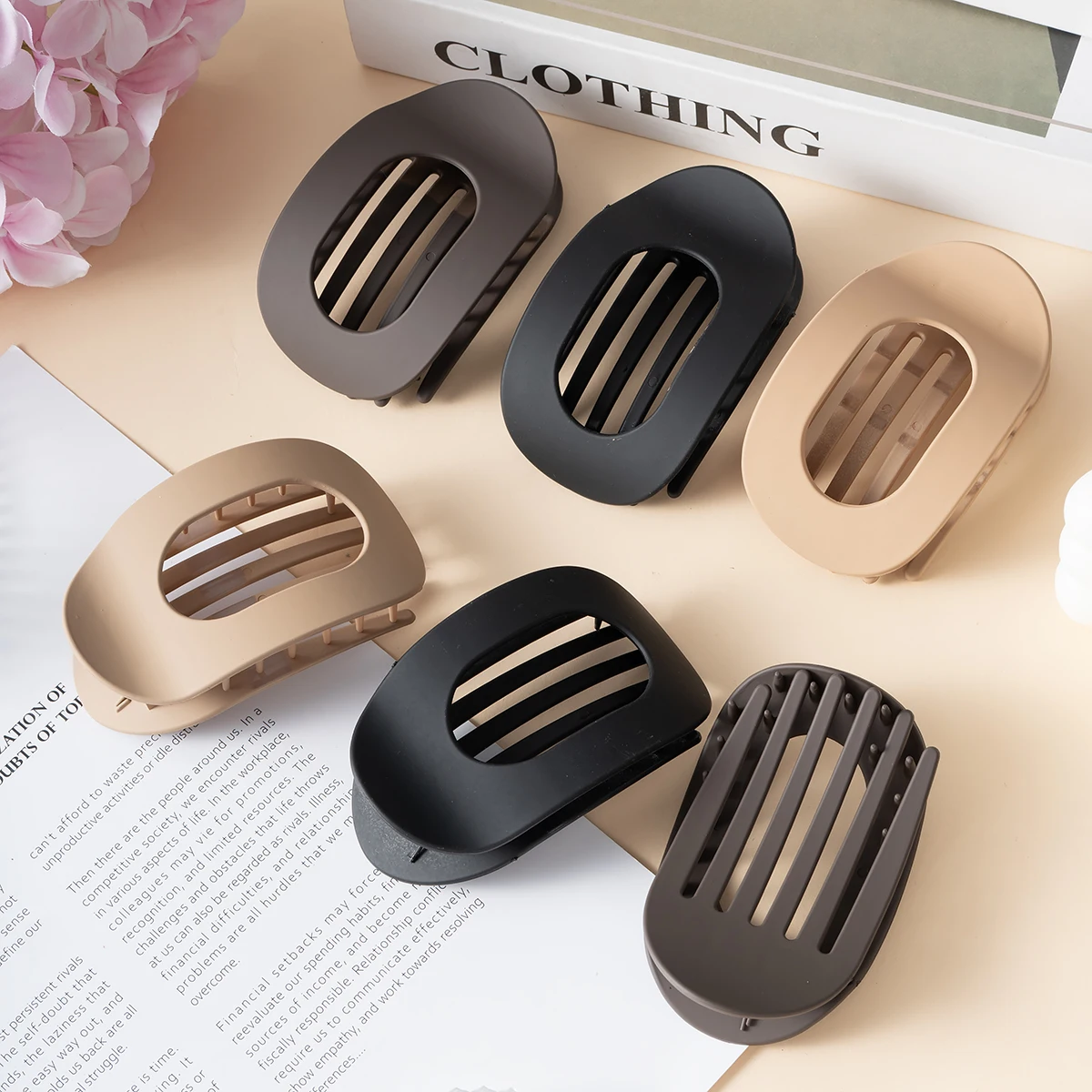 3pcs Jepit Rambut Korea Elegan Matte Model Crab Acetic, Jepit Rambut Sendok, Jepit Rambut, Barrettes Baru, Aksesoris Rambut Wanita untuk Kuncir Kuda