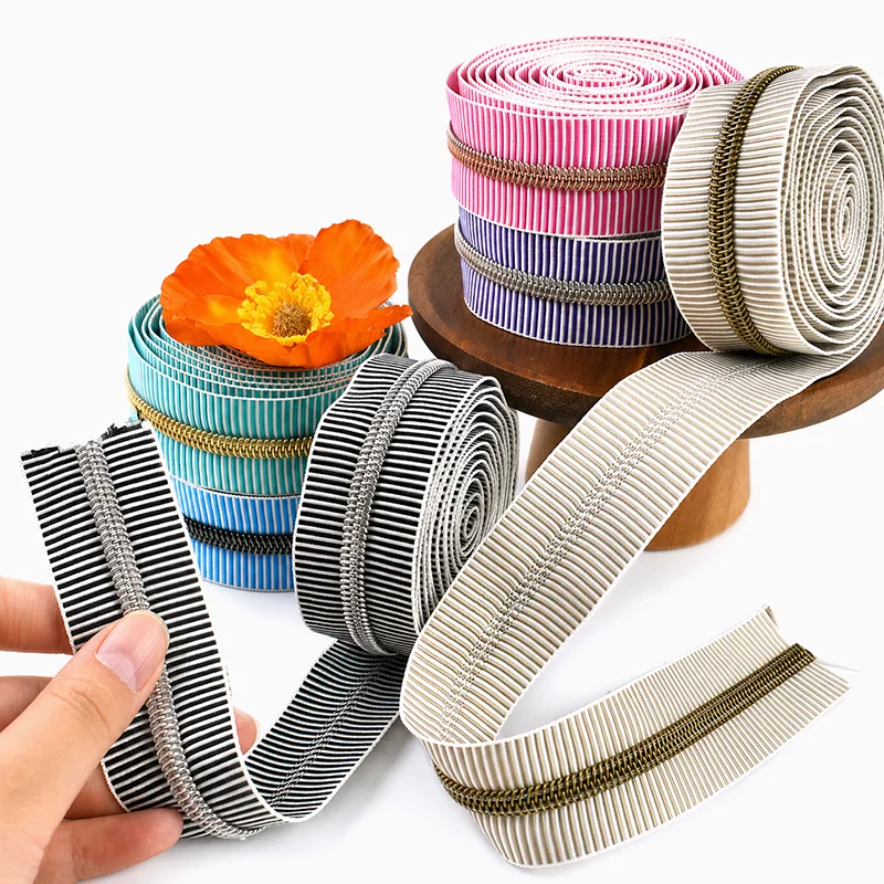 

2/5/10Meters 5# Stripe Nylon Zipper Coil for Sewing Bags Garment Decor Zippers Jacket Luggage Zips Repair Kit DIY Accessories