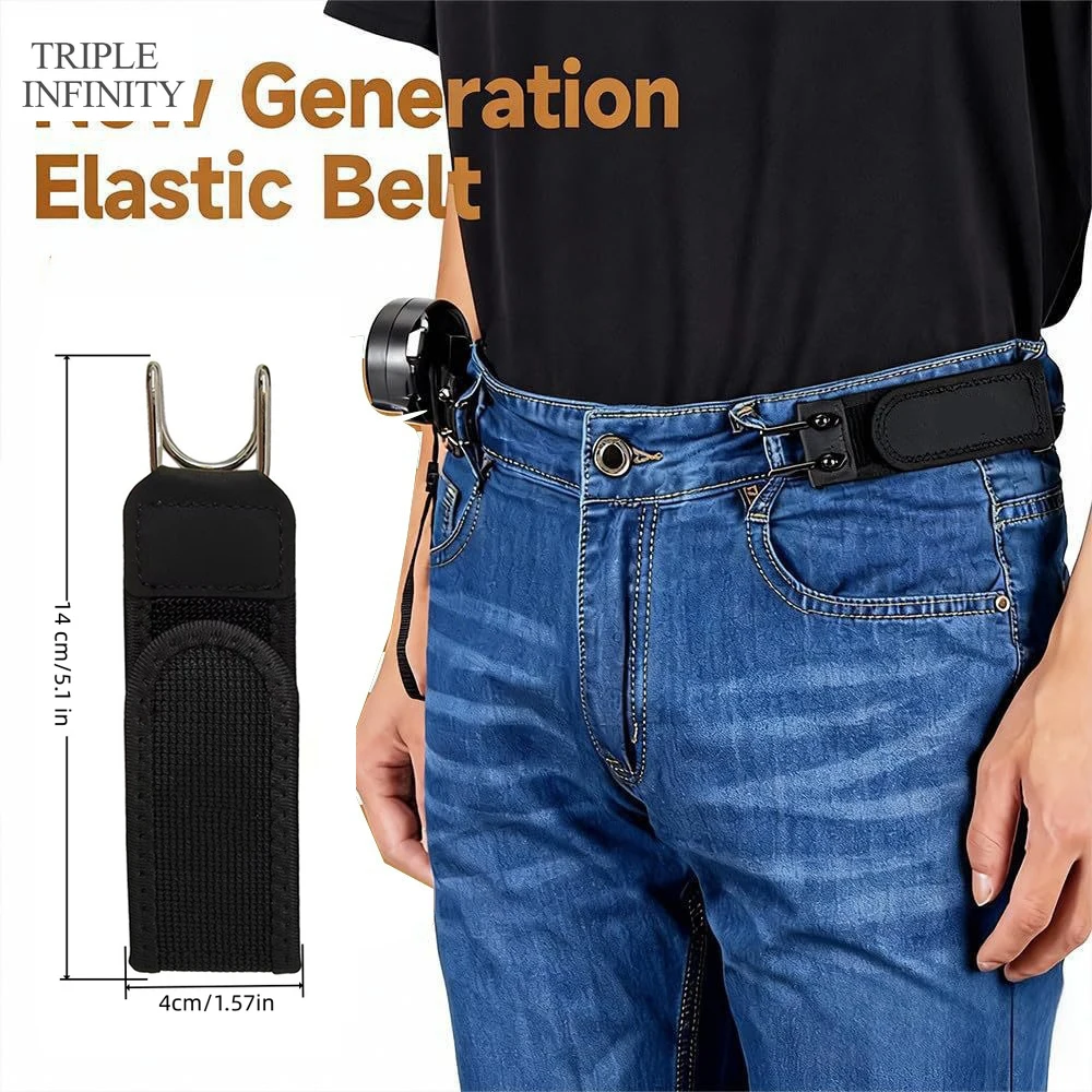 2026 Convenient Invisible Belt Without Buckle Black Elastic Waist Belts With Metal Hook Outdoor Work Pants Belt Stretch