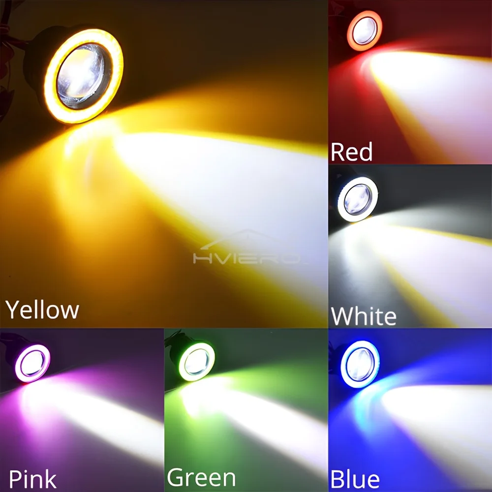 Olhos de anjo 64mm 76mm 89mm cob lâmpada led auto luzes nevoeiro universal lâmpada circulação diurna branco vermelho azul farol 30w dc12v modificar