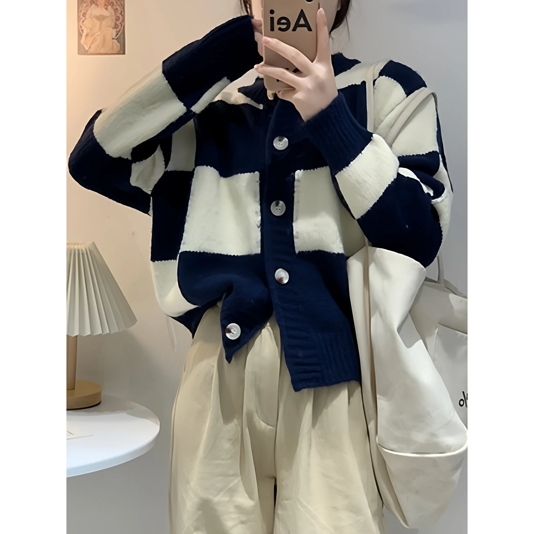 

Открытый кардиган Thiened в полоску, обычный све, длинный прямой вязаный свитер на пуговицах с v-образным вырезом для молодых женщин 8–24 лет...