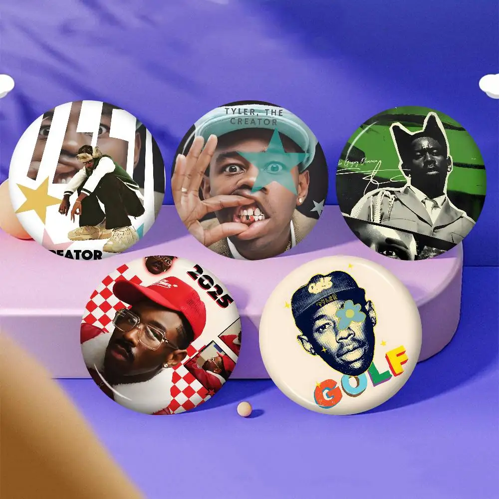 Rapper T-Tyler, T-The C-Creator 58mm Cute Anime Figure Icon Badge Handmade Tinplate for Backpack Clothes Chest Ornament Gifts