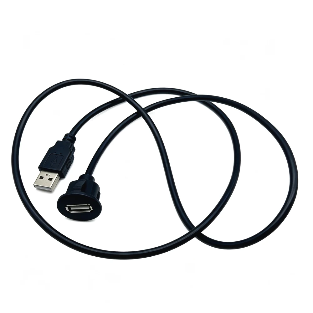 10PCS USB 2.0 Car Dashboard Flush Mount Line Port Panel Extension Cable Male to Female Socket Excellent Plastic Adapter