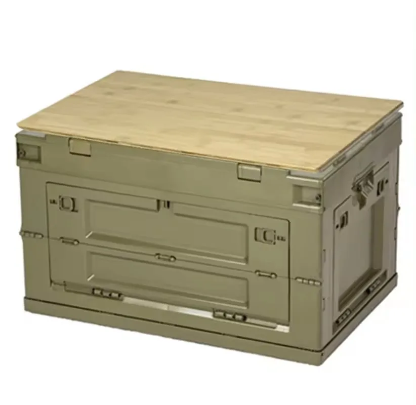 

Складной ящик для хранения с деревянной крышкой, утолщенный, для улицы, многофункциональный, для кемпинга и автомобиля