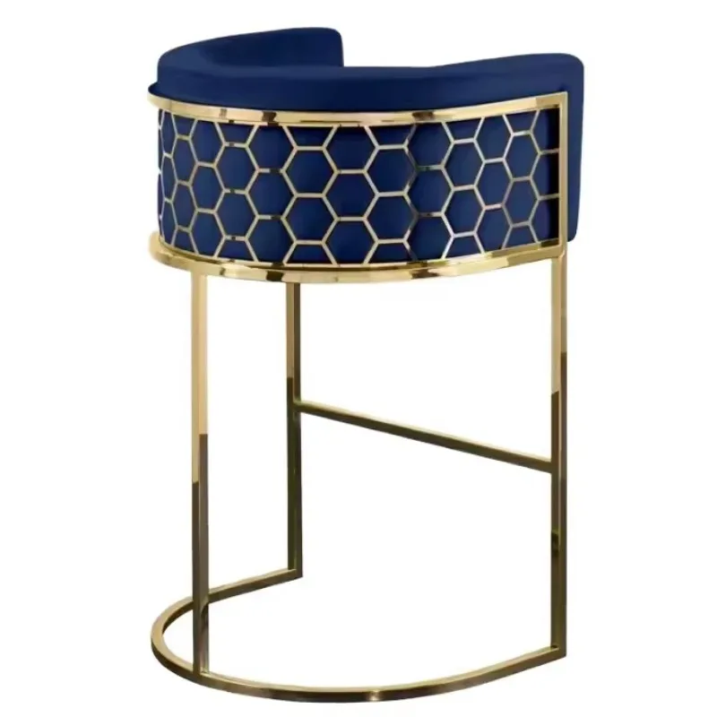 Nordic Modern Simple Bar Chair Light Luxury High Stool Back Iron Material for Home Island Table Coffee Shop Gym Exterior