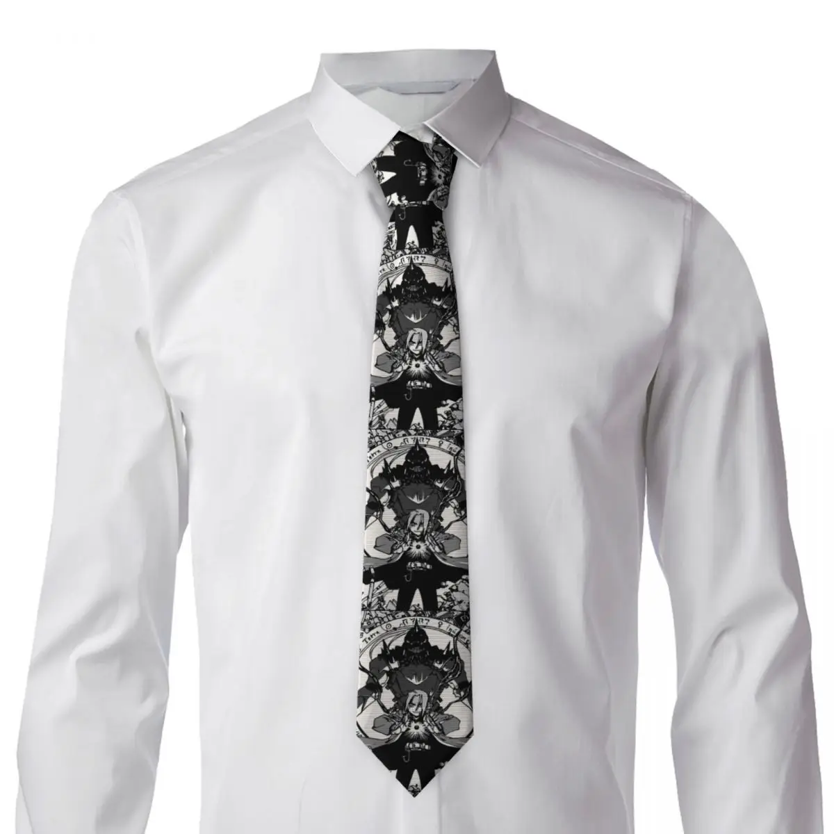 Fullmetal Alchemist Anime Manga 4 T-Shi Necktie for Men Silk Polyester 8 cm Neck Ties Wedding Accessories Tie Classic Gravatas