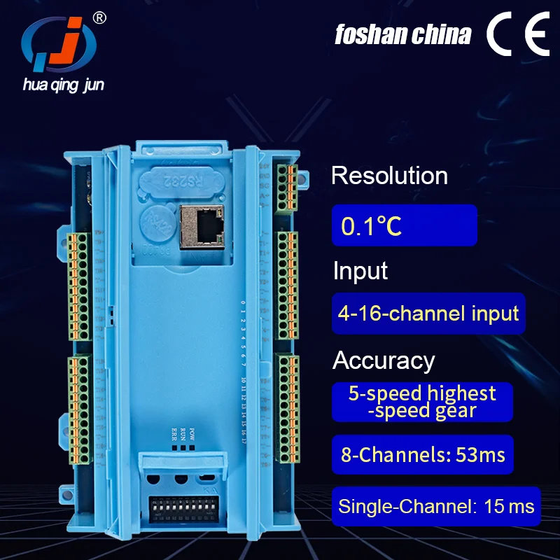 Huaqingjun 12-Channel RS485 LAN PT100 Temperature Acquisition Module MODBUS RTU Modbus TCP Thermal Resistance for PT100 Probes