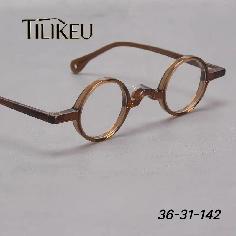 New Fashion Small Round Acetate Glasses Frame Men Personality One-Piece Nose Pad Full Rim Vintage Eyewear Women Japanese 2026