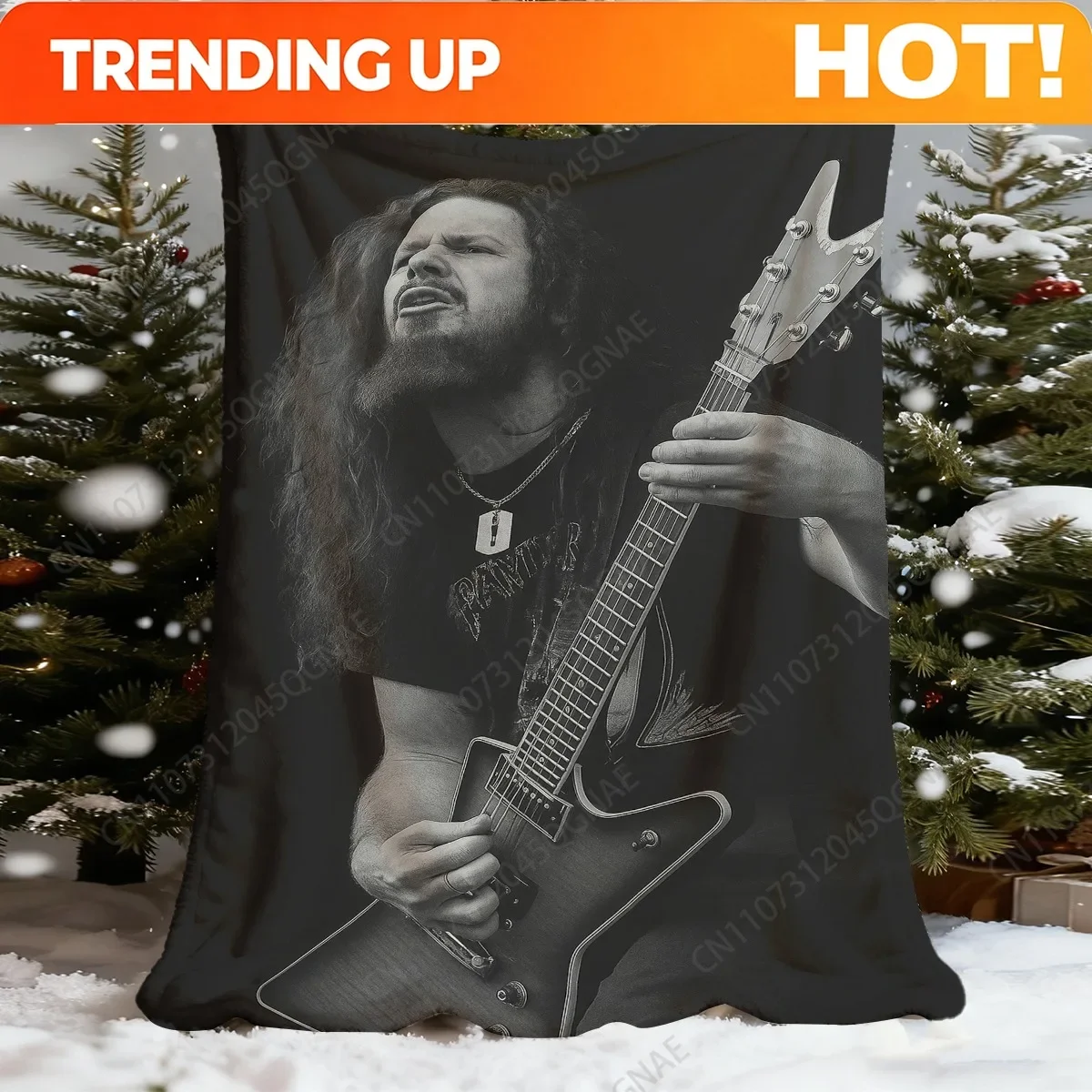 Custom Dimebag Darrell Tribute Blanket - Heavy Metal Guitarist Portrait With Iconic Stage Performance Print, Ultra-Soft Flannel