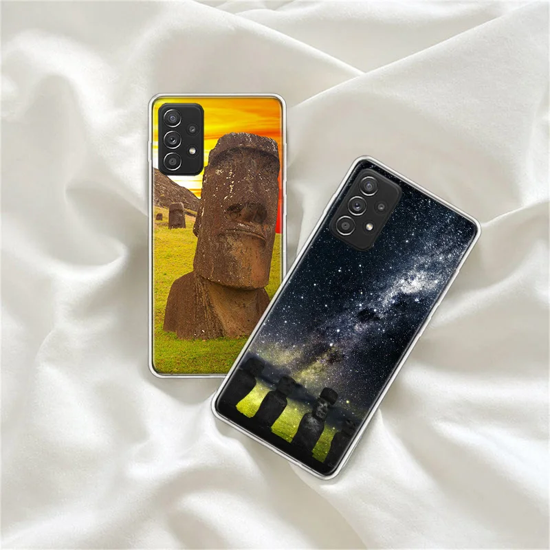 Statues of Easter Island Phone Case For Galaxy Note 20 Ultra 10 Lite 9 8 Samsung A15 A25 A35 A55 A05S M12 M21 M30S M31 M32 M51 M