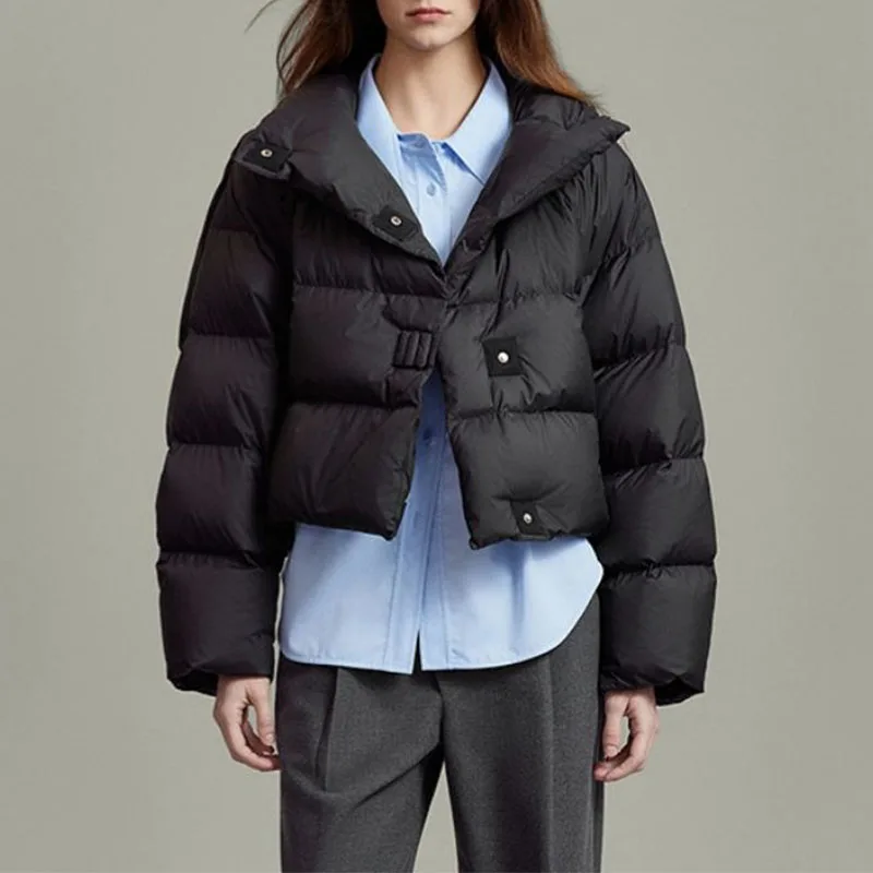 Parkas d'hiver en coton épais pour femmes, style américain, revers décontracté vintage, bouton de document solide, combinaison thermique extérieure chic, 2024