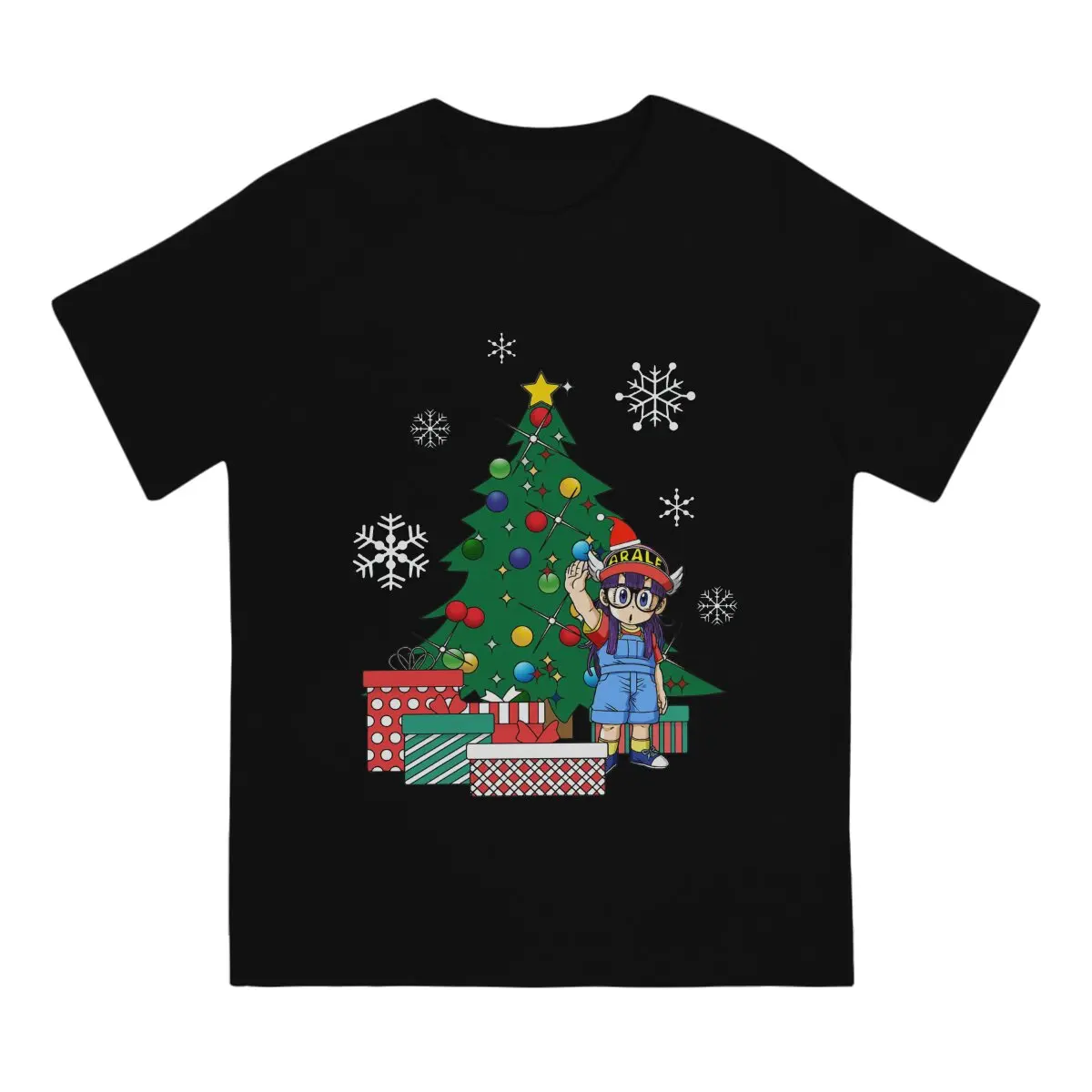 Dr Slump Arale Around The Christmas Tree Tshirt Graphic Men Tops Vintage Alternative Summer Polyester Clothes Harajuku T Shirt