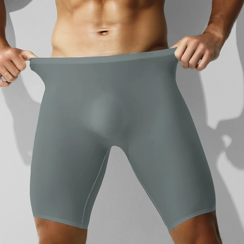 3-Pack of Men's Ice Silk Underwear, Sports Men's Summer Thin Boxer Briefs, Extended Anti-Wear Legs, Traceless Running Quick-Dryi