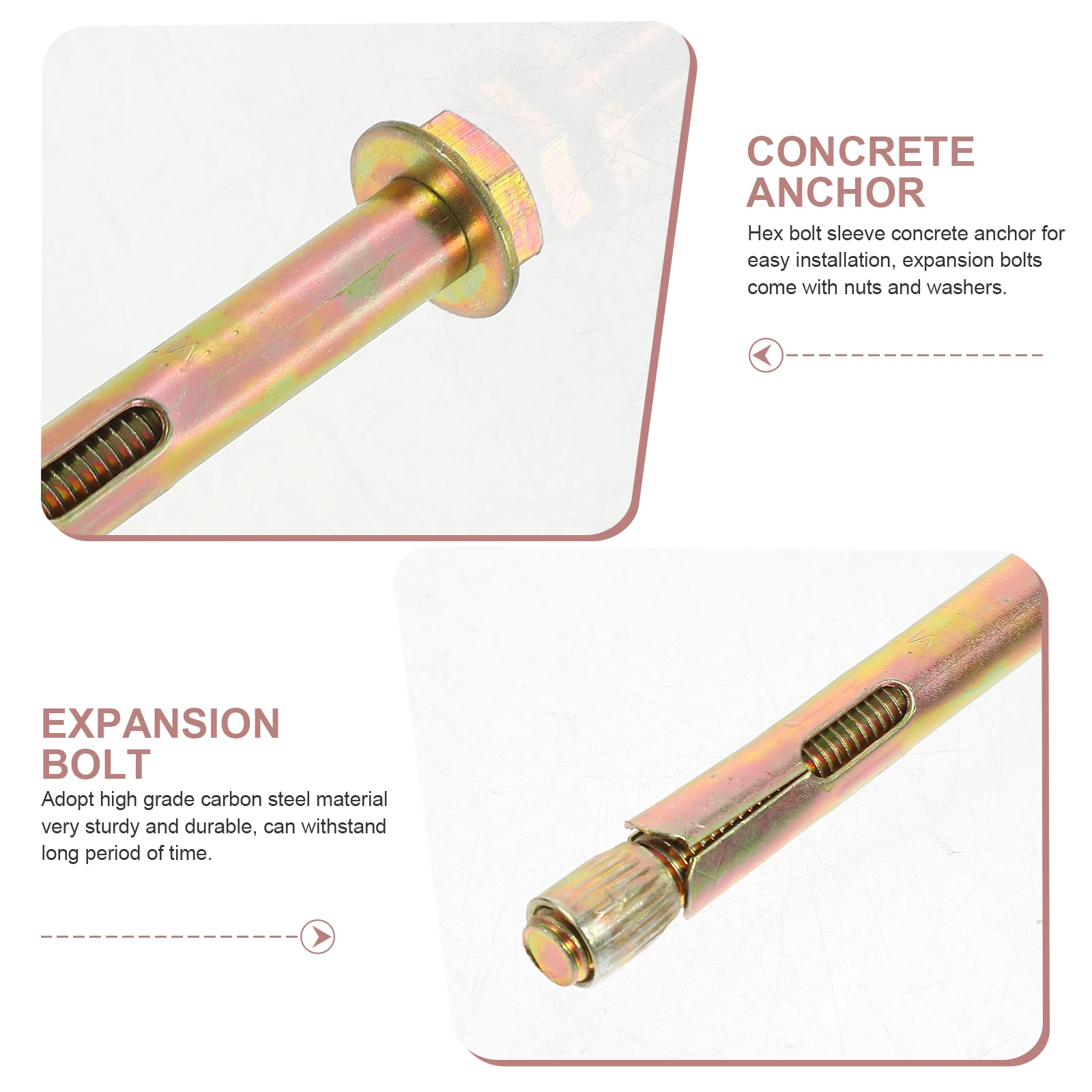 

10 Pcs Carbon Steel Expansion Anchor Bolts Concrete Anchors Kit Heavy Duty Fixing Concrete Anchors Kit Hardware