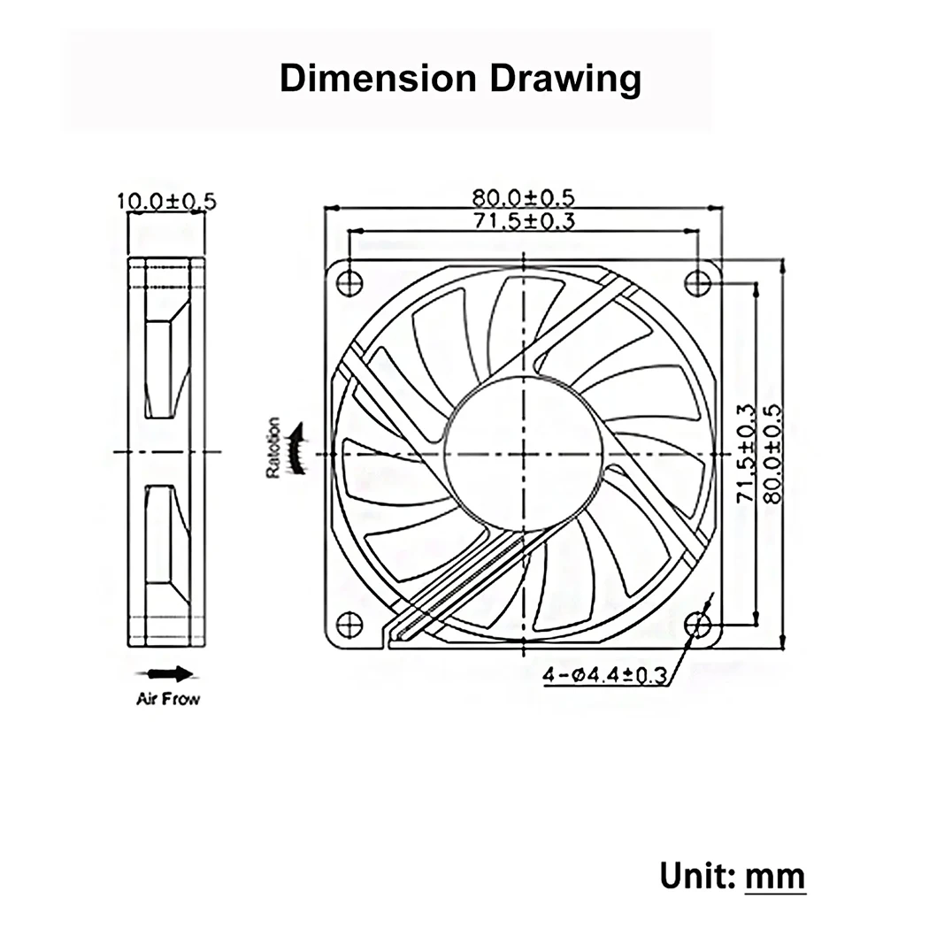 DC 5 V 12 V 24 V 8 cm bürstenloser Dual-Ball-Lüfter 8010 80 mm axialer PC-Kühlerlüfter 80 x 80 x 10 mm Computergehäuse CPU-Kühlerlüfter – Detail 1
