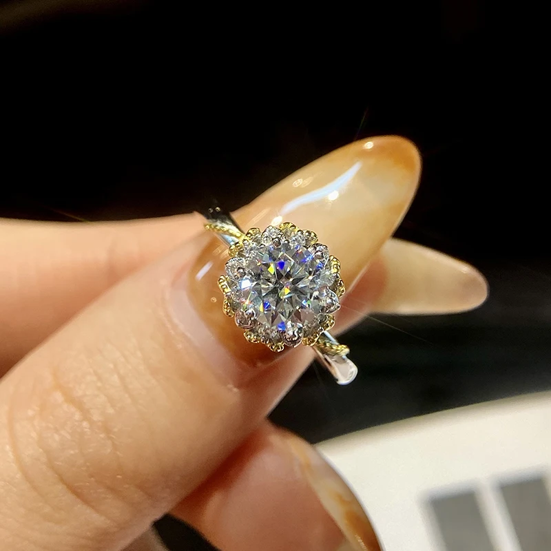 

DWJ Роскошные обручальные кольца с муассанитом 1 карат и сертификатом GRA для женщин, обручальные кольца из настоящего стерлингового серебра 925 пробы, ювелирные изделия