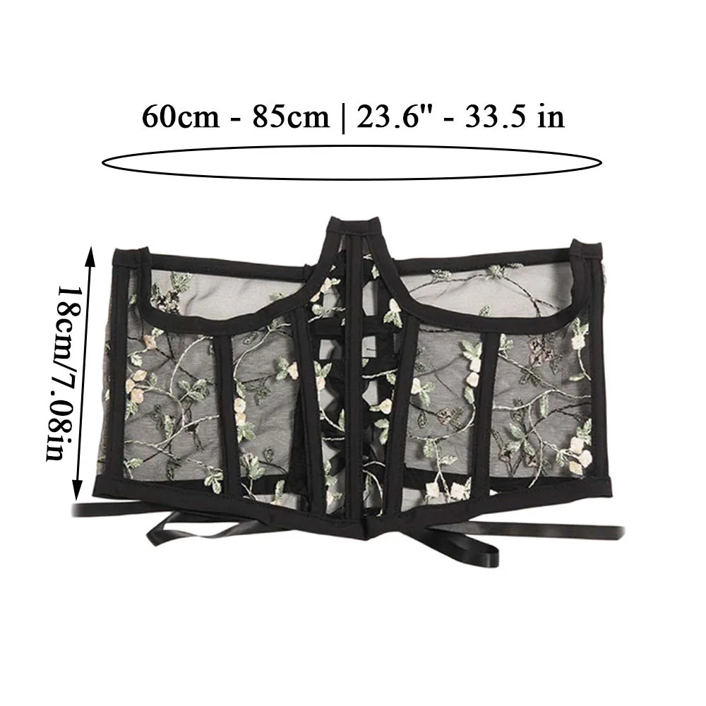 Women Floral Embroidery Lace Corset Belt Underbust Slimming Shaper Wide Belts High Waist Corsets For Women Vintage Costumes