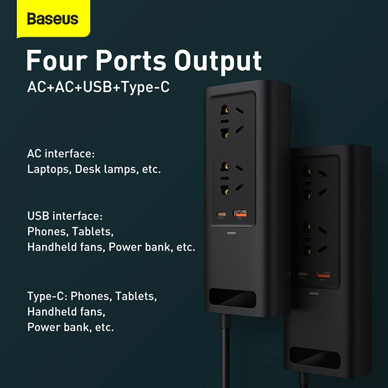 Baseus 150W Car Inverter DC 12V to AC 220V Auto Converter Inversor LED Display USB Type C Fast Charger For Car Power Adapter