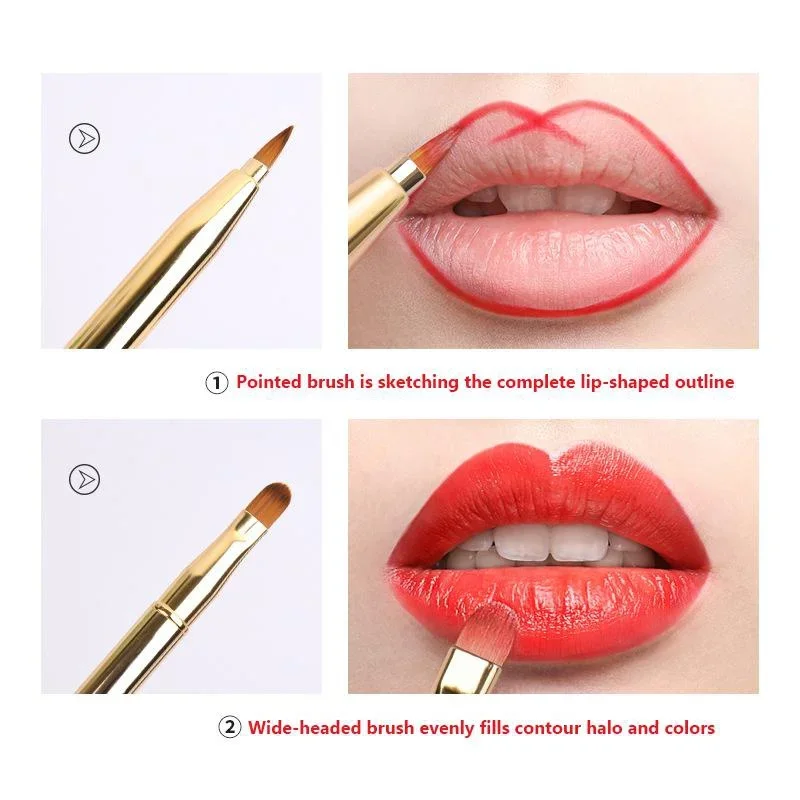 1 Pc Retractable Makeup Lip Brush Portable Double-head Lipstick Brush Dual Use Lip Eyeshadow Brush Beauty Tools