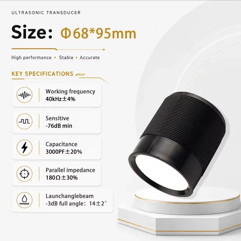 40kHz Ultrasonic Distance Sensor Ultrasonic Transducer Capable of Measuring up to 10M 14° Transmission Beam Angle