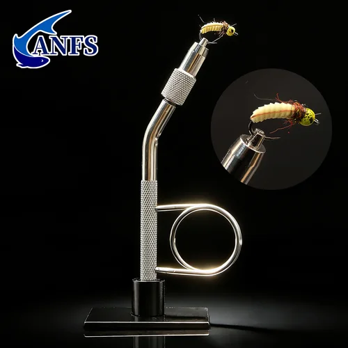 Imagen 1 del producto ANFS 1 pieza Tornillo de banco giratorio para atado de moscas, herramienta para fabricación de moscas, accesorios de pesca, abrazadera C portátil, gancho de acero, tornillo