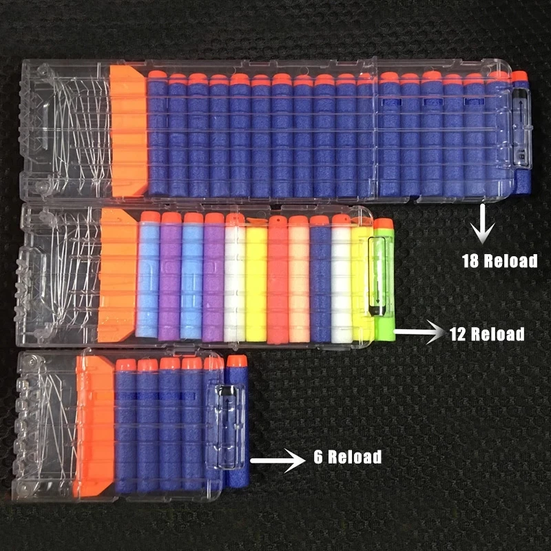 Transparenter weißer Universal-Reload-Clip 6/12/18 Runden für Nerf Magazine Darts Ersatz Soft Bullet Toy Gun Zubehör