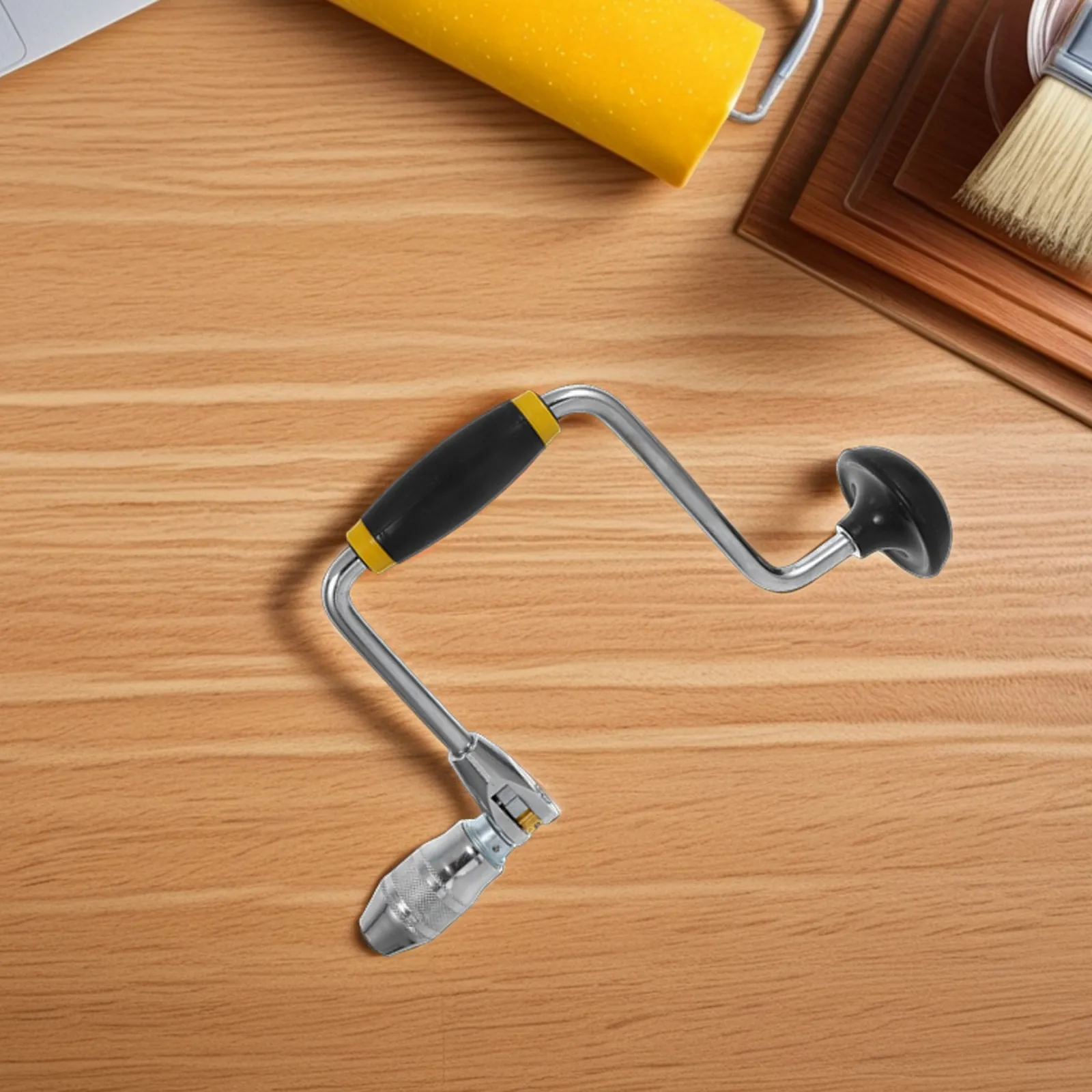 Heavy Duty Manual Hand Drill with 4 Jaw Chuck Non-Slip Handle Steel Hole Puncher for Woodworking Jewelry Making Crafts DIY