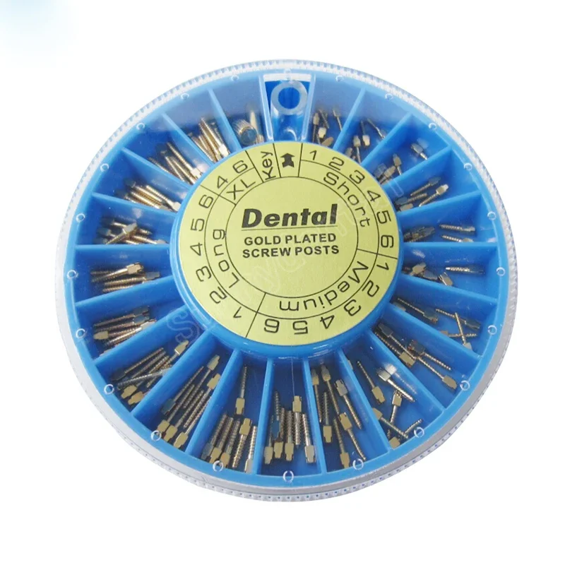 Dental Steel Screw Post Gold Plated Screw Post 120pcs Golden Screw Post Dental Supplies Dental Materials