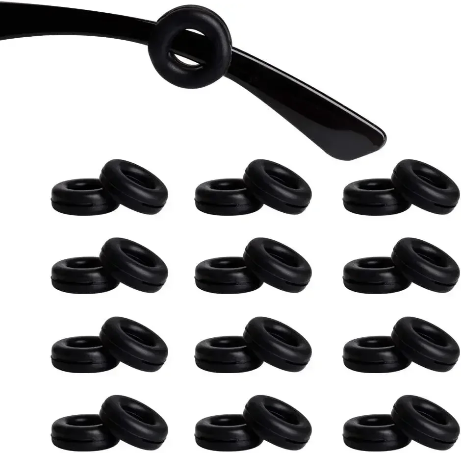 20/100pcs Black Silicone Anti-slip Eyeglass Hooks Grip Unisex Round Eyeglasses Leg Ear Sleeve Stopper Eyewear Retainer Holders