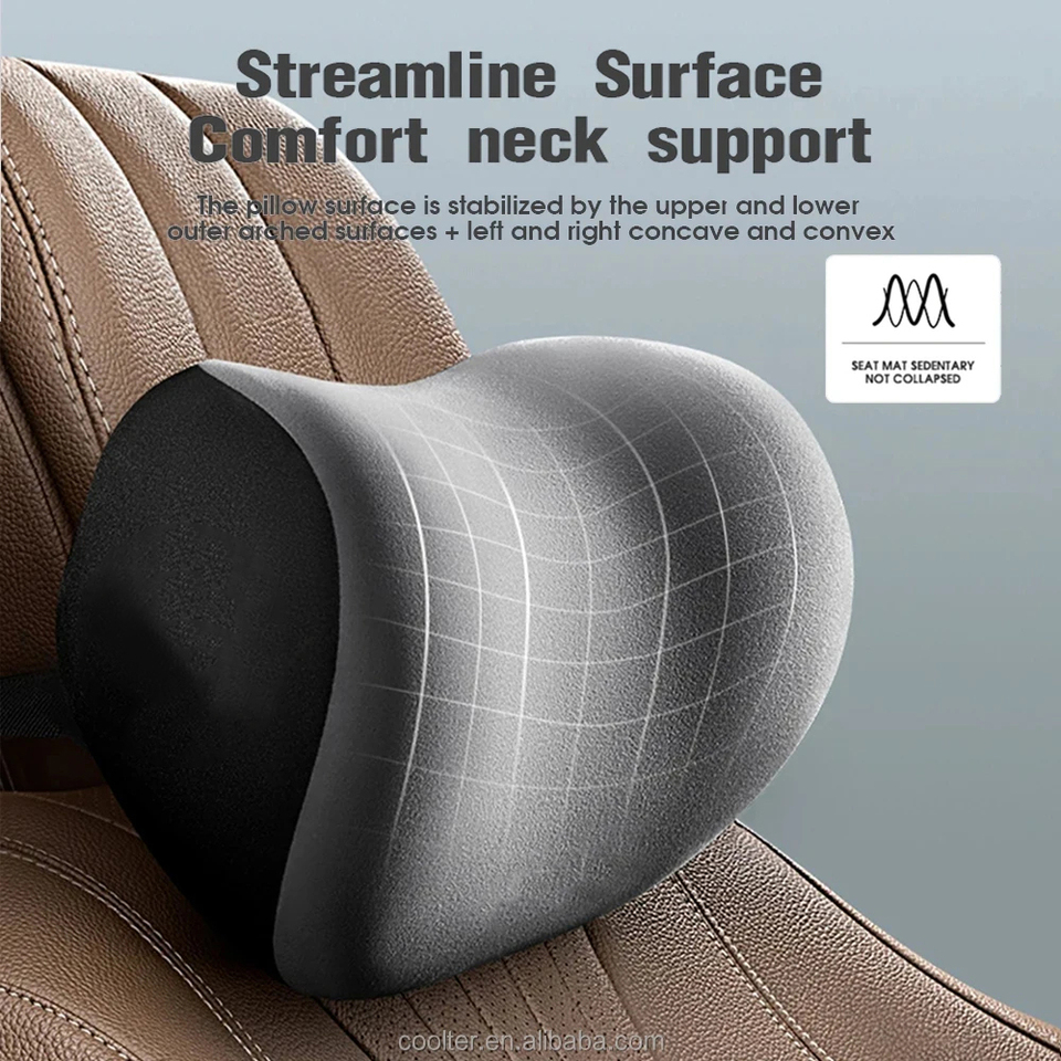  Car Memory Foam Neck Pillow Protection Lumbar Backrest Cushion Lumbar Cushion Car Headrest Cushion 