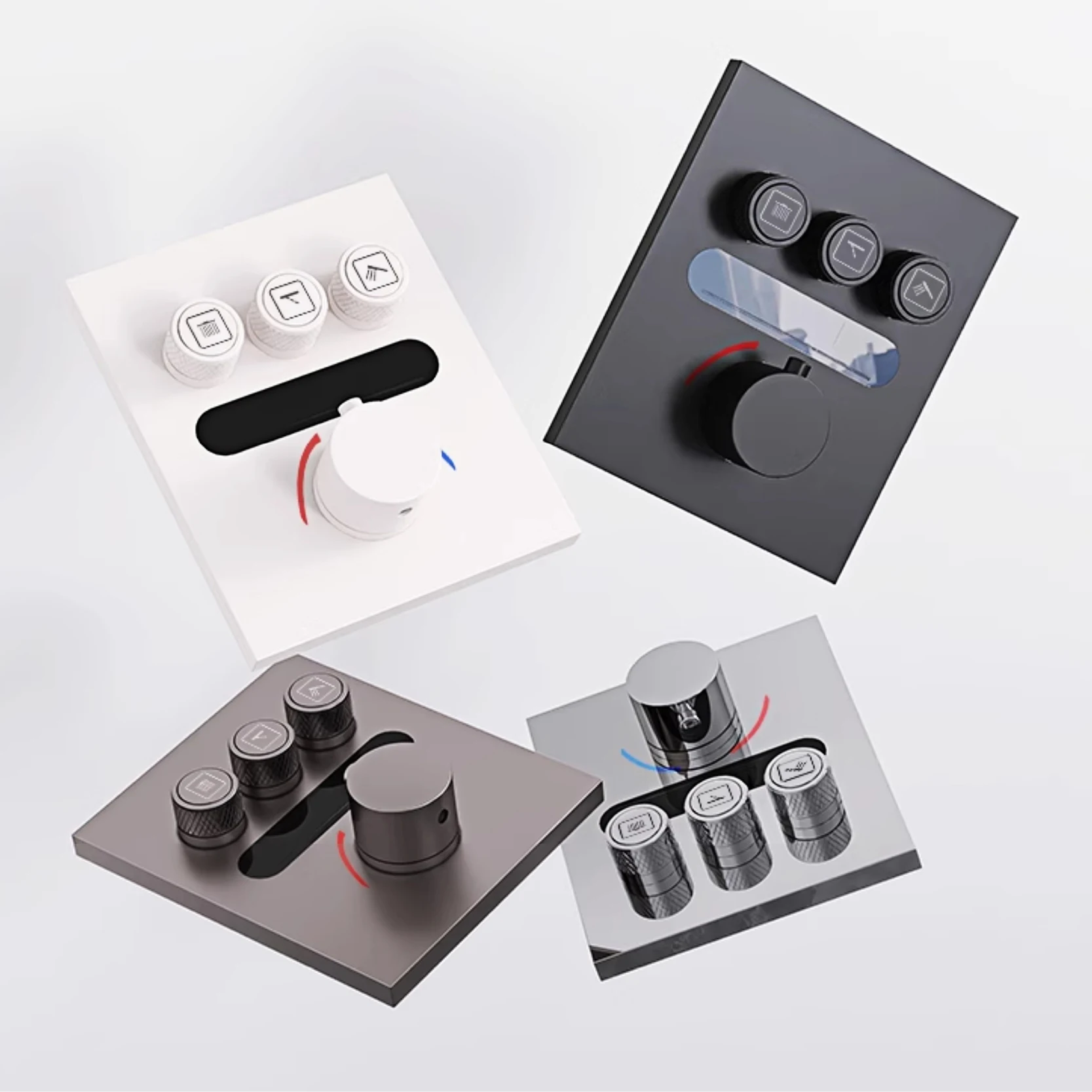 Luxury Black Brass Thermostatic Shower, Wall Mounted Design, Hot Cold Water, Ceiling Led Digital Display Faucet