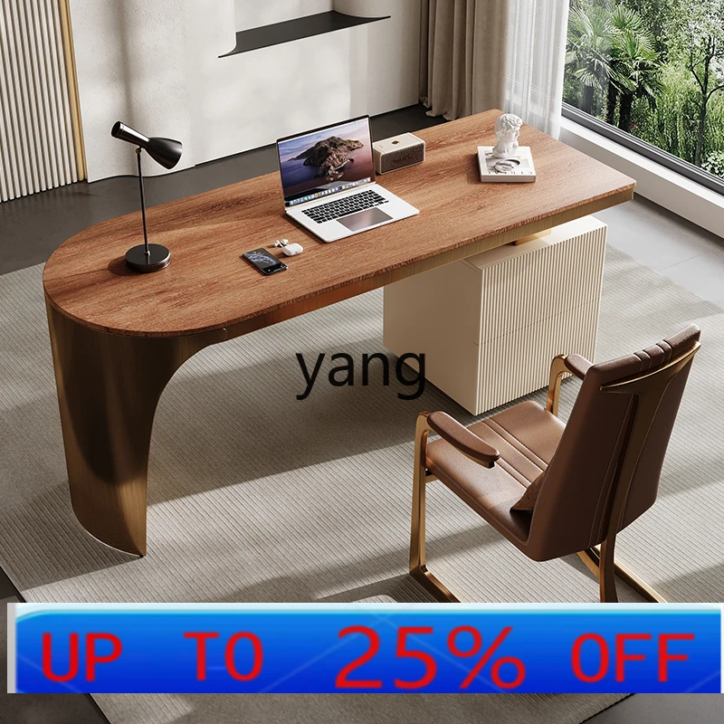 

Левый светильник из массива дерева, роскошный современный домашний кабинет, компьютерный стол, стол из нержавеющей стали