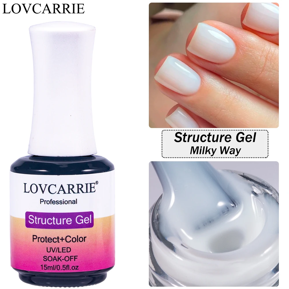 

LOVCARRIE Milky White Base Gel Nail Polish 15ML Vernis Semi Permanent UV Camouflage Jelly Rubber Base Coat Resin for Nails Art