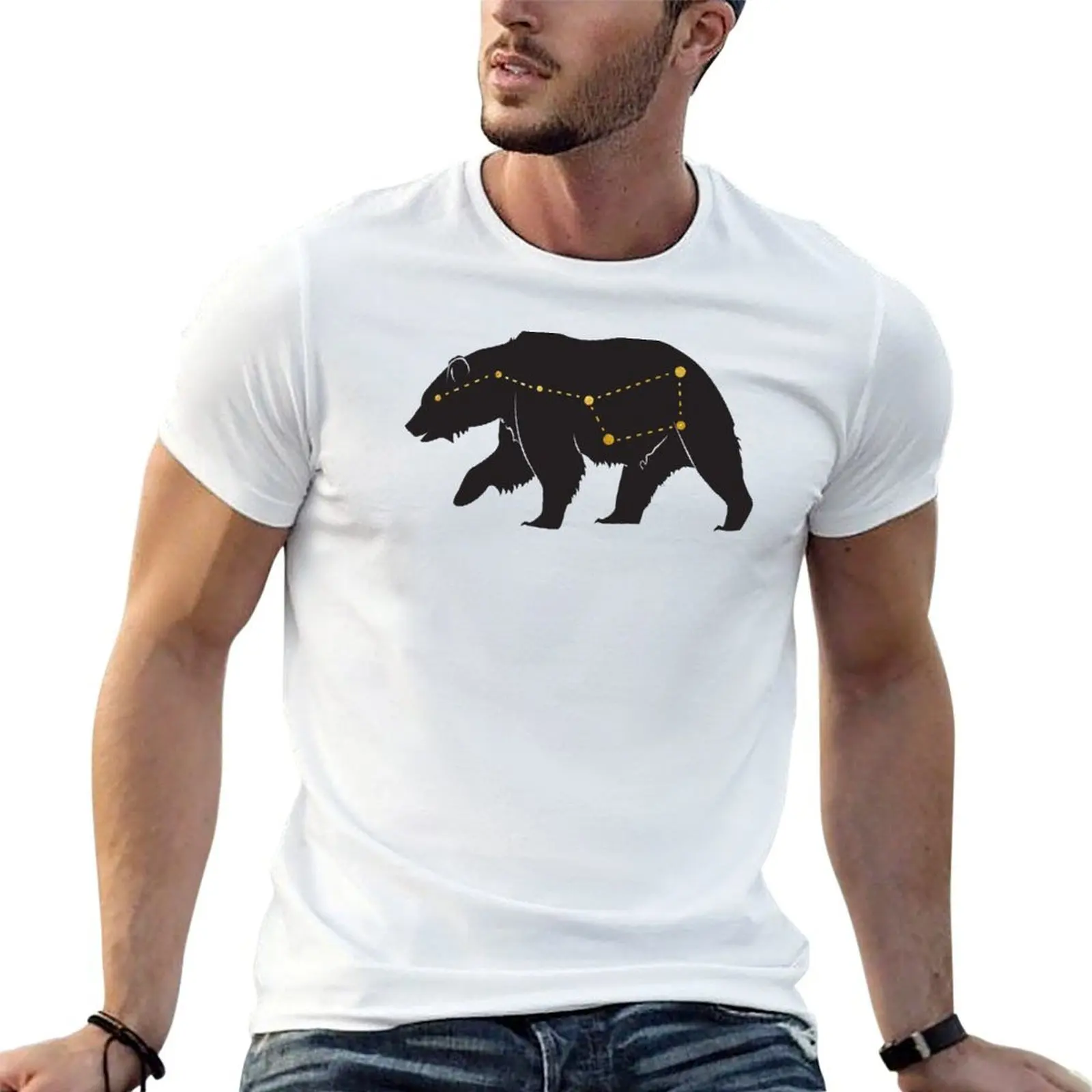 

Ursa Major Bear Gold T-Shirt t shirt for man 100 percent cotton t shirts with prints man t shirt cotton T-Shirt