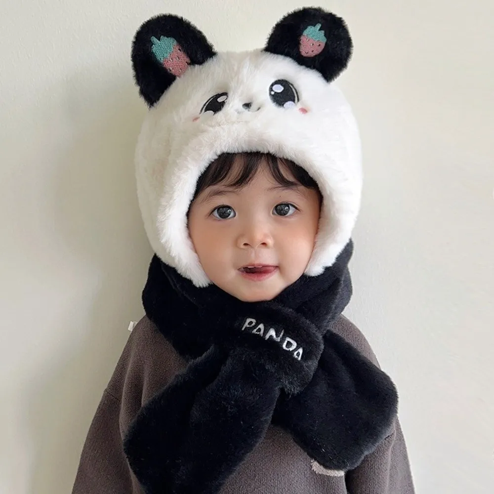 

New Integrated Hat Scarf Set Windproof Warm Pullover Cap Coldproof Panda Beanie Hat for Outdoor Cycling Skiing