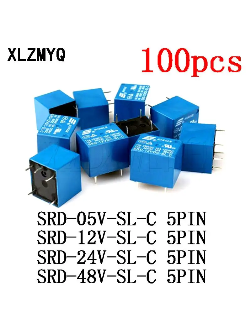 100Pcs Srd 5V 12V 24 V 48V SRD-05VDC-SL-C SRD-12VDC-SL-C SRD-24VDC-SL-C SRD-48VDC 5 Pin Dc 5/12/24 V 10A 250VAC 5DIP Power Relais - afbeelding 2