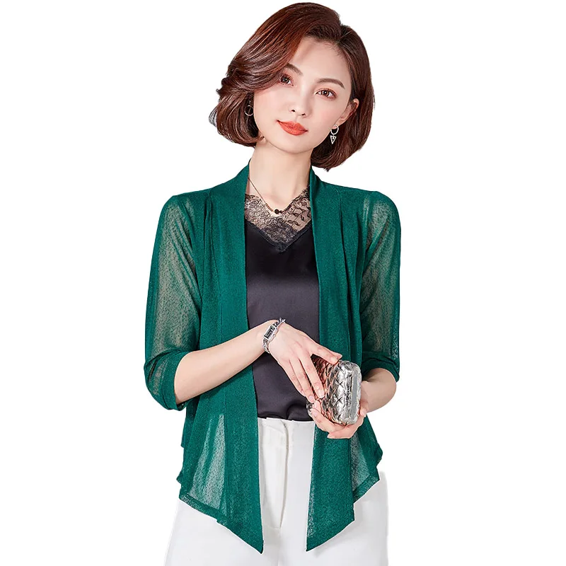 Women\'s Open Front Half Chiffon Beach Shirt, Women Blouses, Kimono Cardigan, Casual Cardigan, Summer Clothing, New, 2024