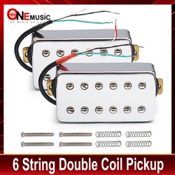 6 String Double Coil 12 Hole Humbucker Pickup for LP Electric Guitar Chrome